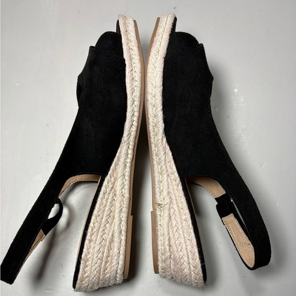 Black  Slingback Peep-Toe Wedge - Picture 2 of 4